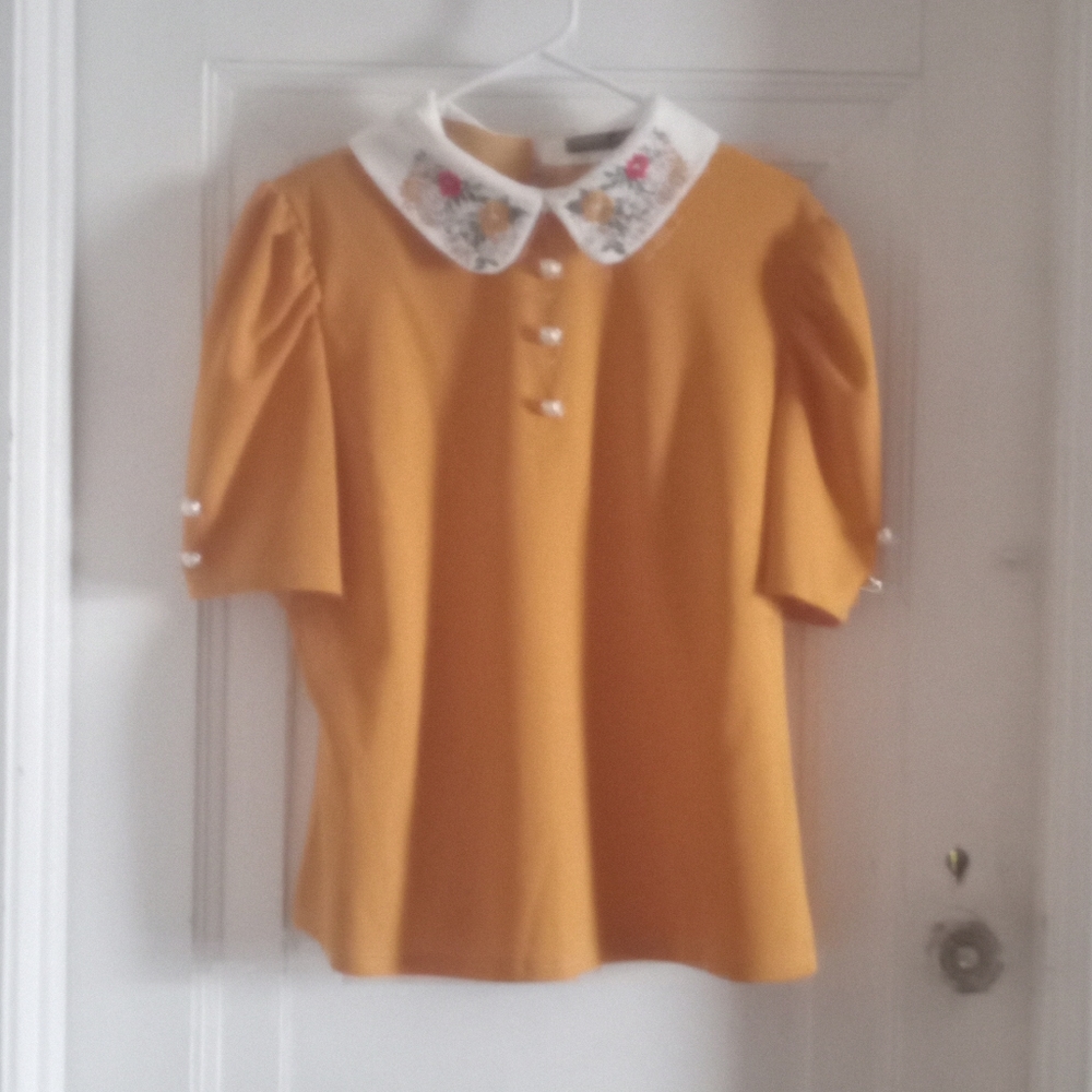 EMBROIDERED COLLAR BLOUSE 3XL